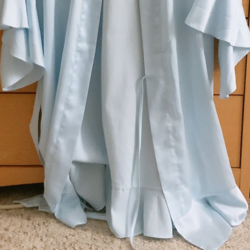 RARE Victoria's Secret Kimono Vs Flounce Ruffle Satin Robe, XS/S, BLUE - Picture 11 of 12